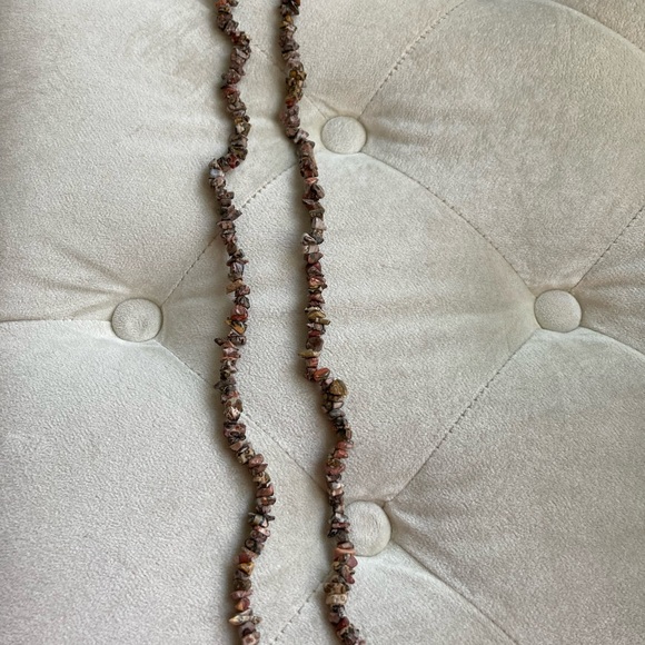 Leopard Skin Jasper Chips Neclace, Natural Stones, Brown, 80’s vintage - Picture 4 of 5